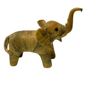Elephant Figurine Crushed Oyster Shells Phillipines Raised Trunk Mid Century
